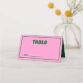 Retro Pink Green grell Wedding Platzkarte (Rückseite)