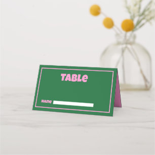 Retro Pink Green grell Wedding Platzkarte