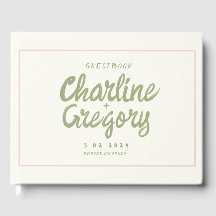 Retro Pink Green Handwriting Wedding