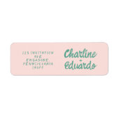 Retro Pink & Green Handwriting Wedding Label (Vorne)