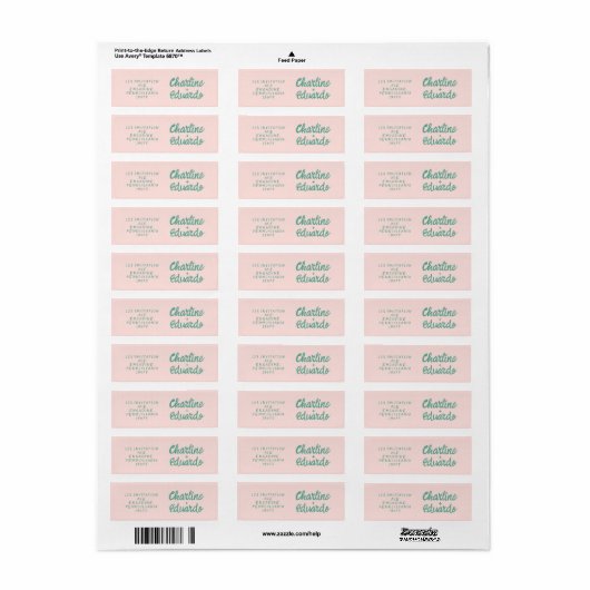 Retro Pink & Green Handwriting Wedding Label (Vorne)