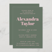 Retro Pink Green Niedlich Ästhetik Graduation Part Einladung (Vorne/Hinten)