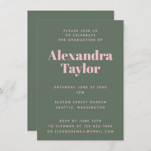 Retro Pink Green Niedlich Ästhetik Graduation Part Einladung