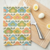 Retro Pink Green Yellow Geometric Blume Geschirrtuch (Viertel Falte)