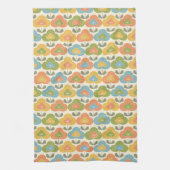 Retro Pink Green Yellow Geometric Blume Geschirrtuch (Vertikal)
