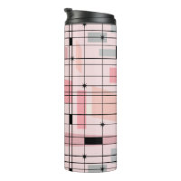 Retro Pink Grid und Starbursts Thermal Tumbler