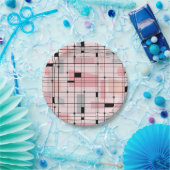 Retro Pink Grid und Sternexplosionen Paper Teller (Party)