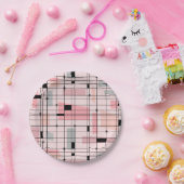 Retro Pink Grid und Sternexplosionen Paper Teller (Party)