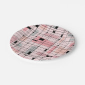 Retro Pink Grid und Sternexplosionen Paper Teller (Schrägansicht)