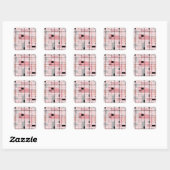 Retro Pink Grid und Sternexplosionen Square Sticke Quadratischer Aufkleber (Blatt)
