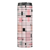 Retro Pink Grid und Sternexplosionen Thermal Tumbl Thermosbecher (Rückseite)
