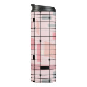 Retro Pink Grid und Sternexplosionen Thermal Tumbl Thermosbecher (Nach rechts gedreht)