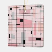 Retro Pink Grid und Sternexplosionen Weihnachtssch Keramikornament (Links)