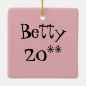 Retro Pink Grid und Sternexplosionen Weihnachtssch Keramikornament (Rückseite)