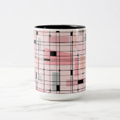 Retro Pink Grill und Sternexplosionen Zwei Tone Ka Zweifarbige Tasse (Mittel)