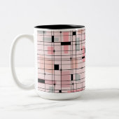 Retro Pink Grill und Sternexplosionen Zwei Tone Ka Zweifarbige Tasse (Links)