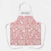 Retro Pink Groovy Checkered Hippie Individuelle Na Schürze (Vorderseite)