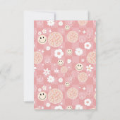 Retro Pink Groovy Checkered Hippie Muster Dankeskarte (Rückseite)