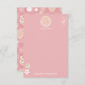 Retro Pink Groovy Checkered Hippie Muster Dankeskarte (Vorne/Hinten)