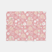 Retro Pink Groovy Checkered Hippie Muster Fleecedecke (Vorderseite (Horizontal))