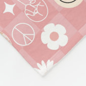 Retro Pink Groovy Checkered Hippie Muster Fleecedecke (Ecke)