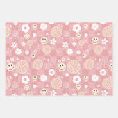 Retro Pink Groovy Checkered Hippie Muster Geschenkpapier Set (Vorderseite 2)
