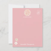 Retro Pink Groovy Checkered Hippie Muster Mitteilungskarte (Vorderseite)