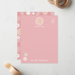 Retro Pink Groovy Checkered Hippie Muster Mitteilungskarte