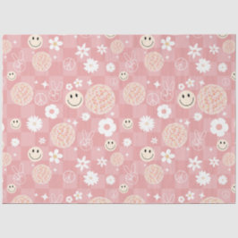 Retro Pink Groovy Checkered Hippie Muster Seidenpapier