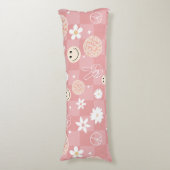 Retro Pink Groovy Checkered Hippie Muster Seitenschläferkissen (Vorderseite Vertikal)