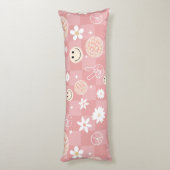 Retro Pink Groovy Checkered Hippie Muster Seitenschläferkissen (Rückseite (Vertikal))