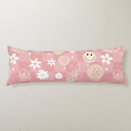 Retro Pink Groovy Checkered Hippie Muster Seitenschläferkissen