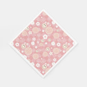 Retro Pink Groovy Checkered Hippie Muster Serviette (Ecke)