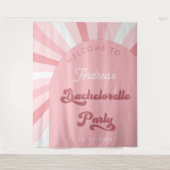 Retro Pink Groovy Junggeselinnen-Abschied Hintergr Wandteppich (Vorderseite)