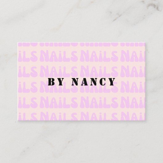 Retro Pink Groovy Nails Muster Visitenkarte (Vorderseite)