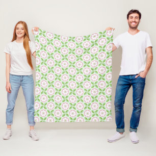 Retro Pink Grüne Florale Geometrische Muster Fleecedecke