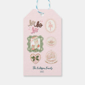 Retro Pink Grüne Weihnachten Geschenkanhänger (Rückseite)