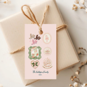 Retro Pink Grüne Weihnachten Geschenkanhänger