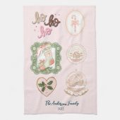Retro Pink Grüne Weihnachten Geschirrtuch (Vertikal)