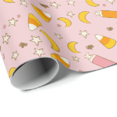 Retro Pink Halloween Candy Trick oder Treat Party Geschenkpapier (Rolleneckpunkt)