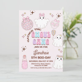 Retro Pink Halloween Girls Ghoul Gang Birthday Einladung