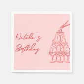 Retro Pink Hand Dragon Champagner Tower Geburtstag Serviette (Vorderseite)