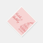 Retro Pink Hand Dragon Champagner Tower Geburtstag Serviette (Ecke)