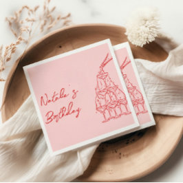 Retro Pink Hand Dragon Champagner Tower Geburtstag Serviette