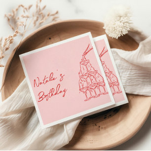 Retro Pink Hand Dragon Champagner Tower Geburtstag Serviette