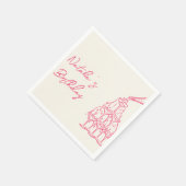 Retro Pink Hand Drawn Champagner Tower Fun Geburts Serviette (Ecke)