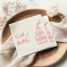 Retro Pink Hand Drawn Champagner Tower Fun Geburts