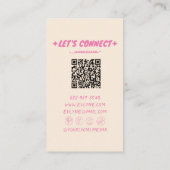 Retro Pink Hand Drawn geschrieben QR Code Floral G Visitenkarte (Rückseite)