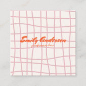 Retro Pink Hand Gezeichnet Groovy Girly QR Code Quadratische Visitenkarte (Vorderseite)