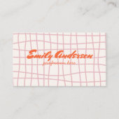 Retro Pink Hand Gezeichnet Groovy Girly QR Code Visitenkarte (Vorderseite)